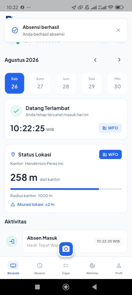 ProAbsen mobile attendance dashboard
